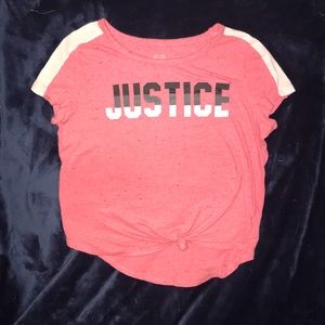 Justice Knot Front Tee, Girls Size 7, EUC